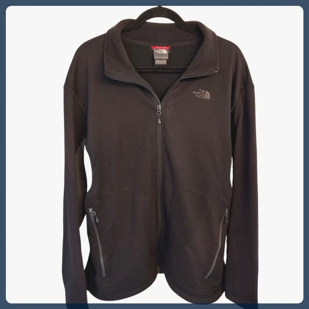 North Face TKA Stealth Fleece‎ Soft shell Jacket Men's XL Blackout Logo Full Zip